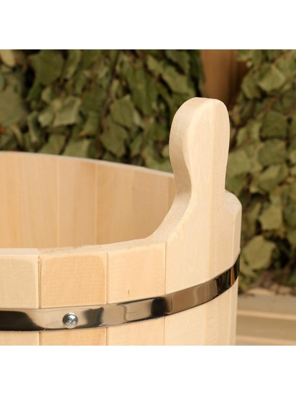 Шайка из липы, 15 л, овальная, нержавеющий обруч, 