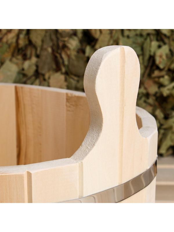 Шайка из липы, 15 л, овальная, нержавеющий обруч, 