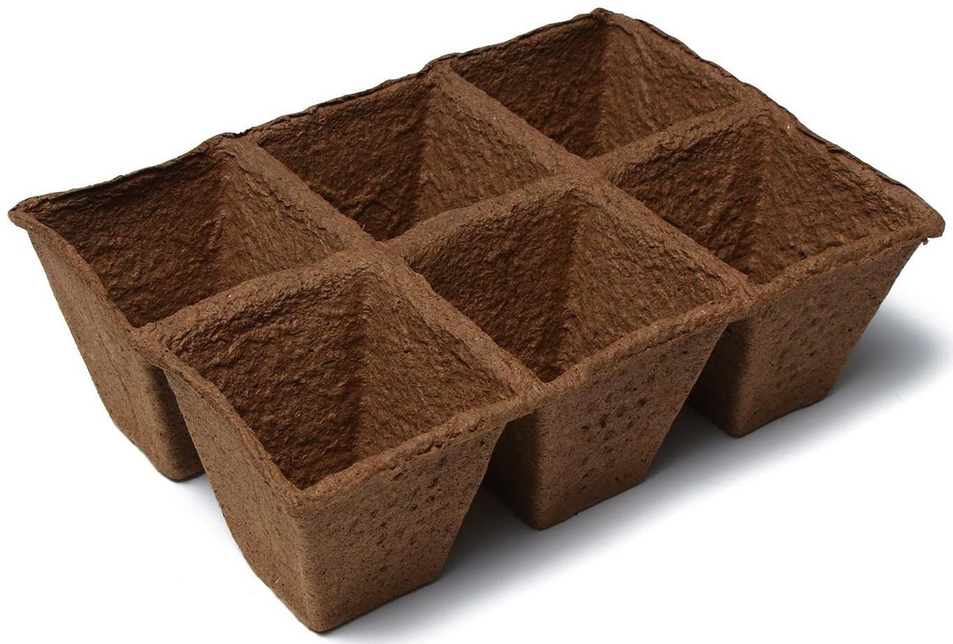 Торфяная кассета, 6 ячеек по 400 мл, 9 × 9 см, набор 3 шт., «Умный город»