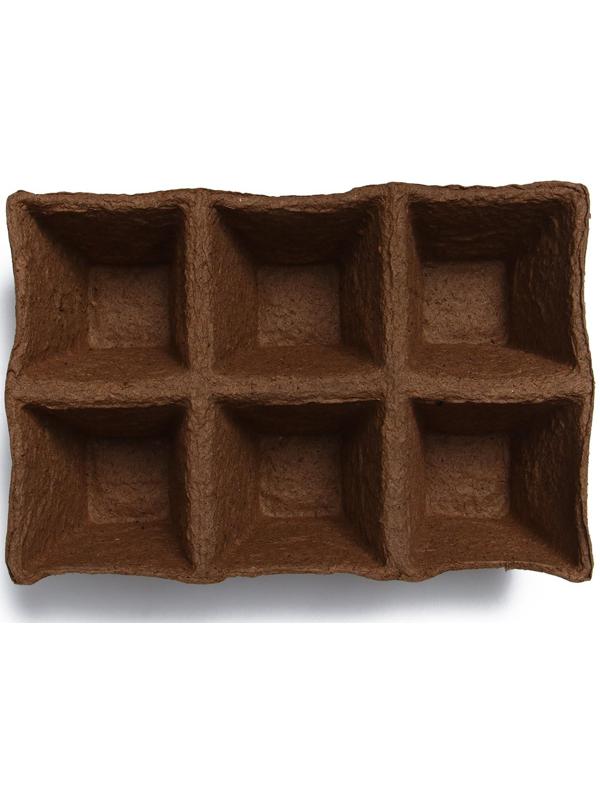 Торфяная кассета, 6 ячеек по 400 мл, 9 × 9 см, набор 3 шт., «Умный город»