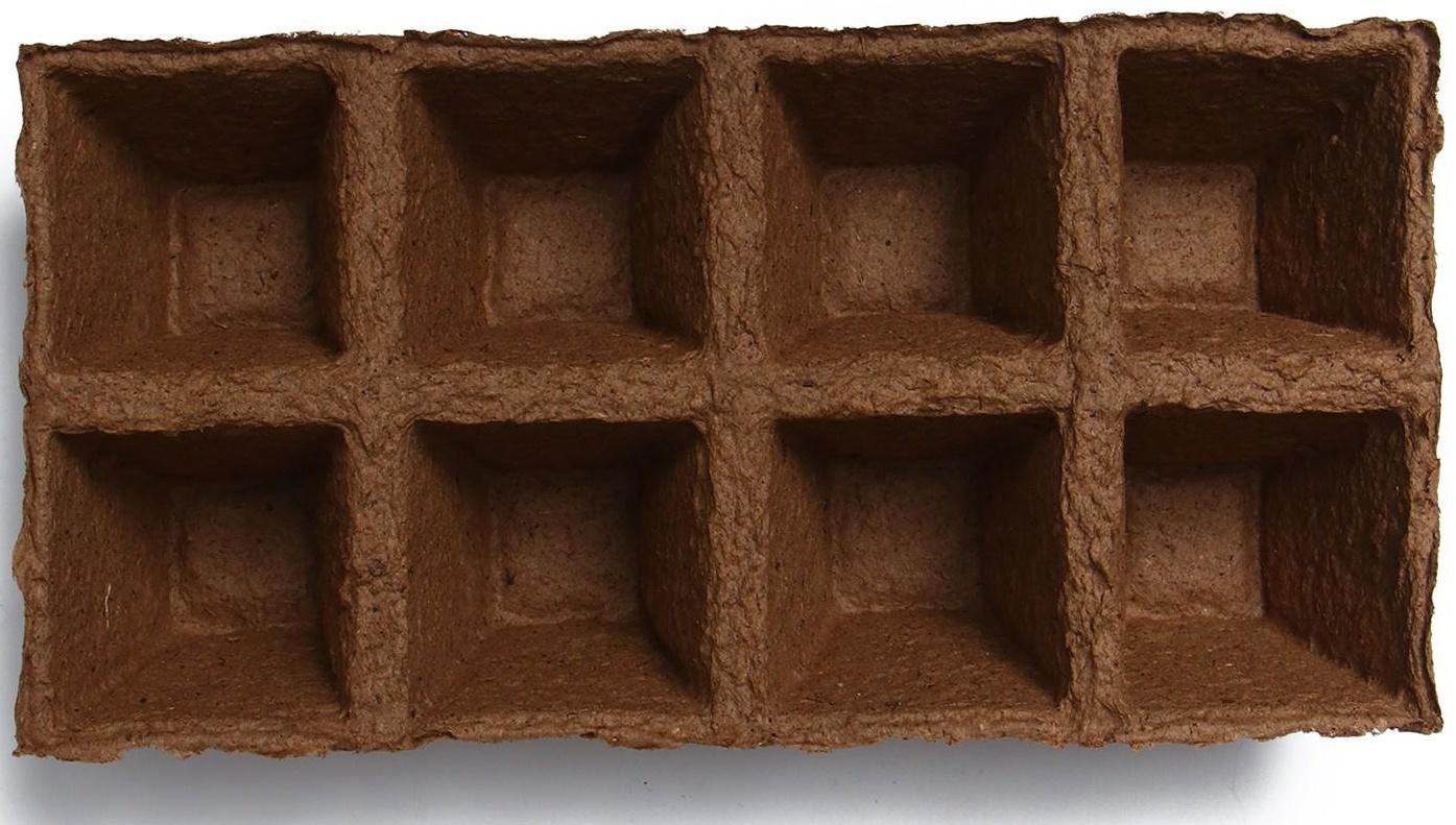 Торфяная кассета, 8 ячеек по 250 мл, 7 × 7 см, набор 3 шт.