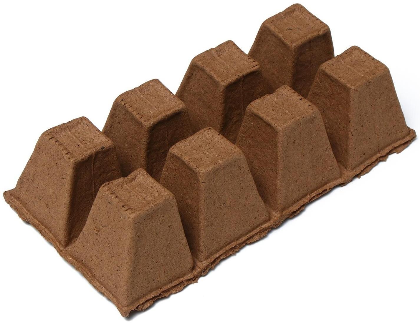 Торфяная кассета, 8 ячеек по 250 мл, 7 × 7 см, набор 3 шт.