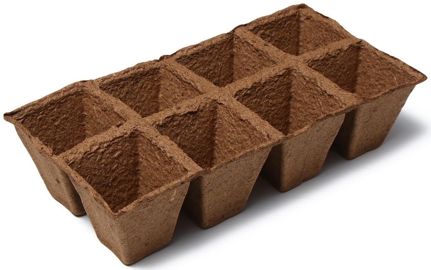 Торфяная кассета, 8 ячеек по 250 мл, 7 × 7 см, набор 3 шт.