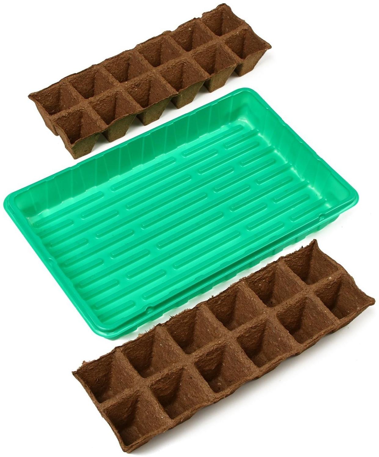 Набор для рассады: торфяная кассета, 24 ячейки (4 × 4 см) по 50 мл, поддон