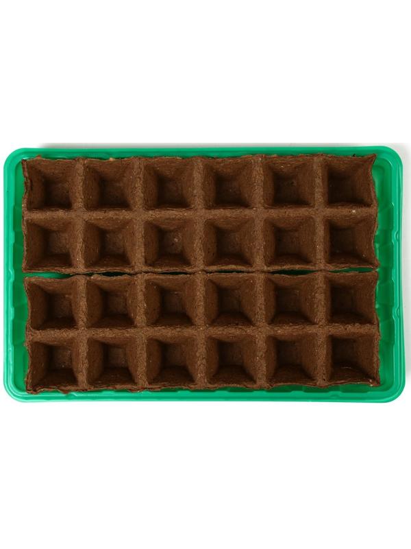 Набор для рассады: торфяная кассета, 24 ячейки (4 × 4 см) по 50 мл, поддон