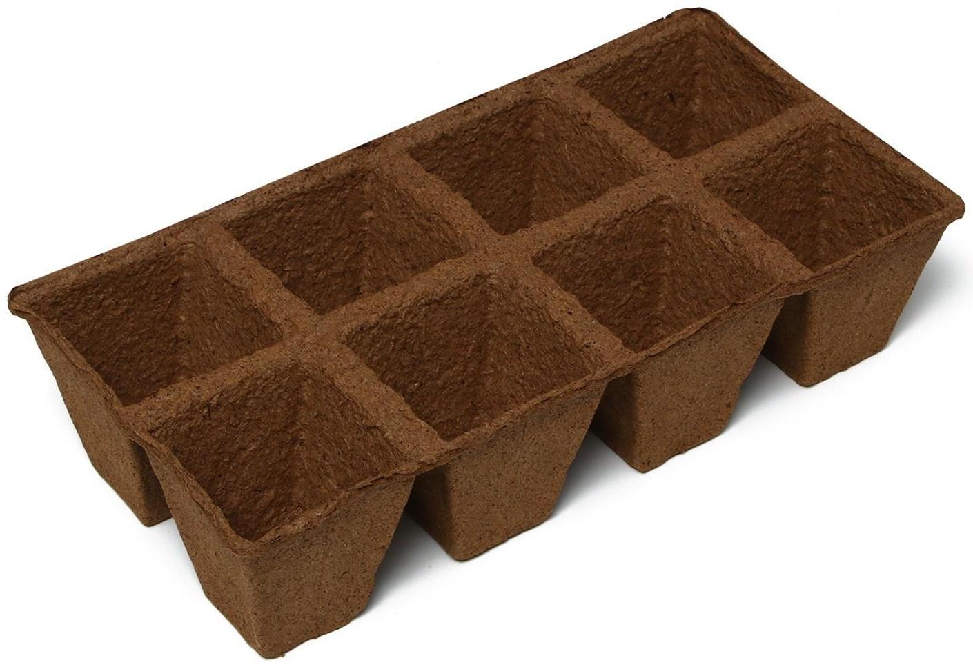 Торфяная кассета, 8 ячеек по 250 мл, 7 × 7 см