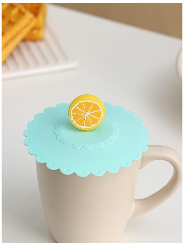 Крышка-непроливайка силиконовая Доляна «Лимон», d=11 см, цвет мятный