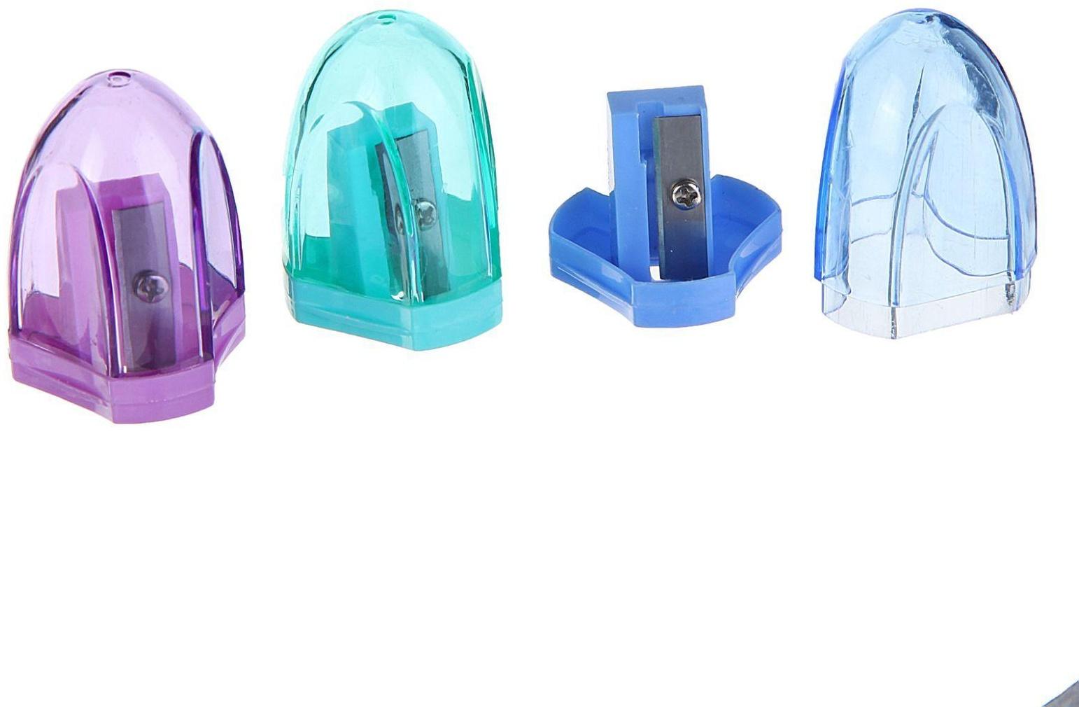 Точилка с контейнером, прозрачная, МИКС