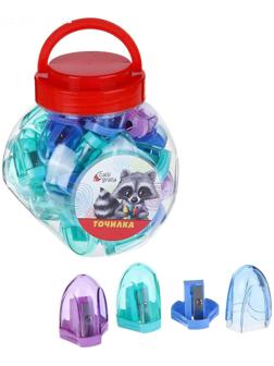 Точилка с контейнером, прозрачная, МИКС