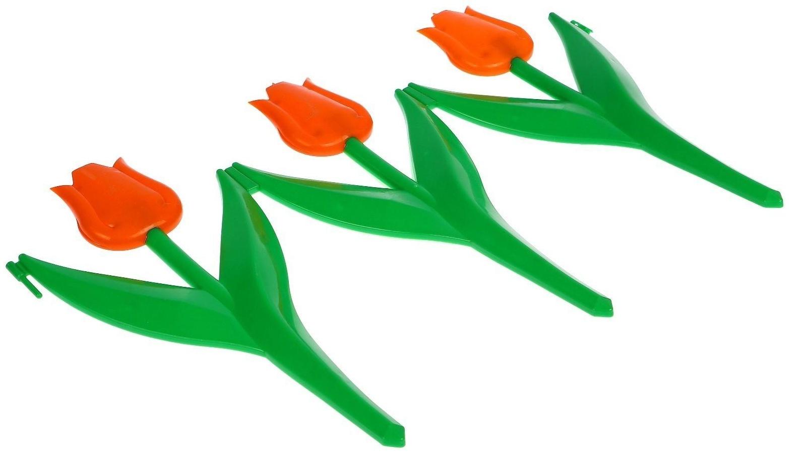 Ограждение декоративное, 30 × 225 см, 5 секций, пластик, оранжевый цветок, «Тюльпан»