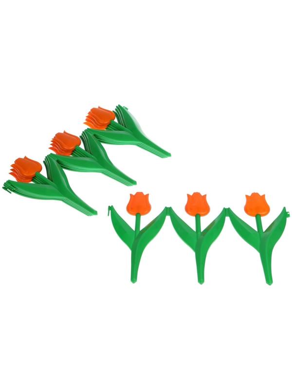 Ограждение декоративное, 30 × 225 см, 5 секций, пластик, оранжевый цветок, «Тюльпан»