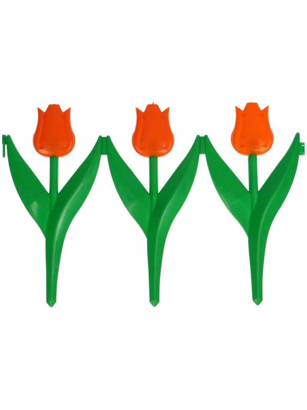 Ограждение декоративное, 30 × 225 см, 5 секций, пластик, оранжевый цветок, «Тюльпан»
