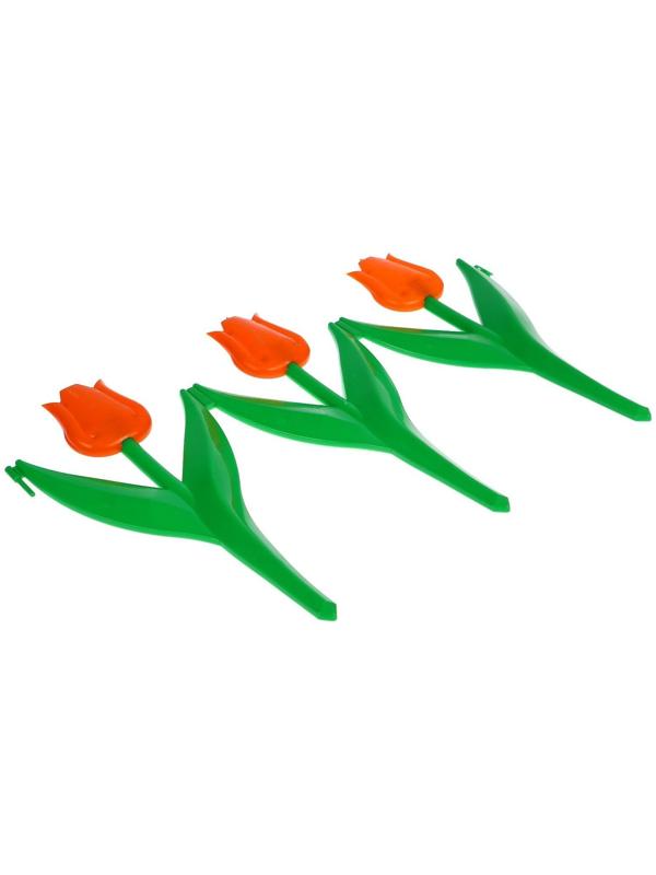 Ограждение декоративное, 30 × 225 см, 5 секций, пластик, оранжевый цветок, «Тюльпан»