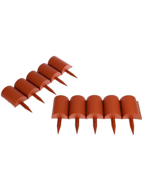 Ограждение декоративное, 24 × 100 см, 10 секций, пластик, терракотовое, «Брёвнышко»