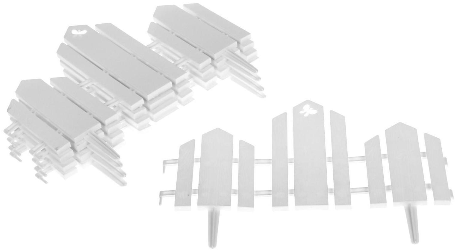 Ограждение декоративное, 25 × 170 см, 5 секций, пластик, белое, «Чудный сад»