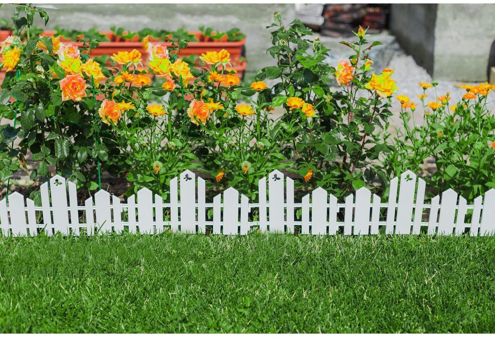 Ограждение декоративное, 25 × 170 см, 5 секций, пластик, белое, «Чудный сад»