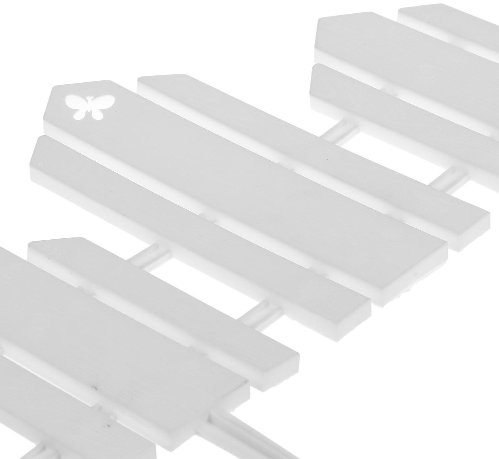 Ограждение декоративное, 25 × 170 см, 5 секций, пластик, белое, «Чудный сад»