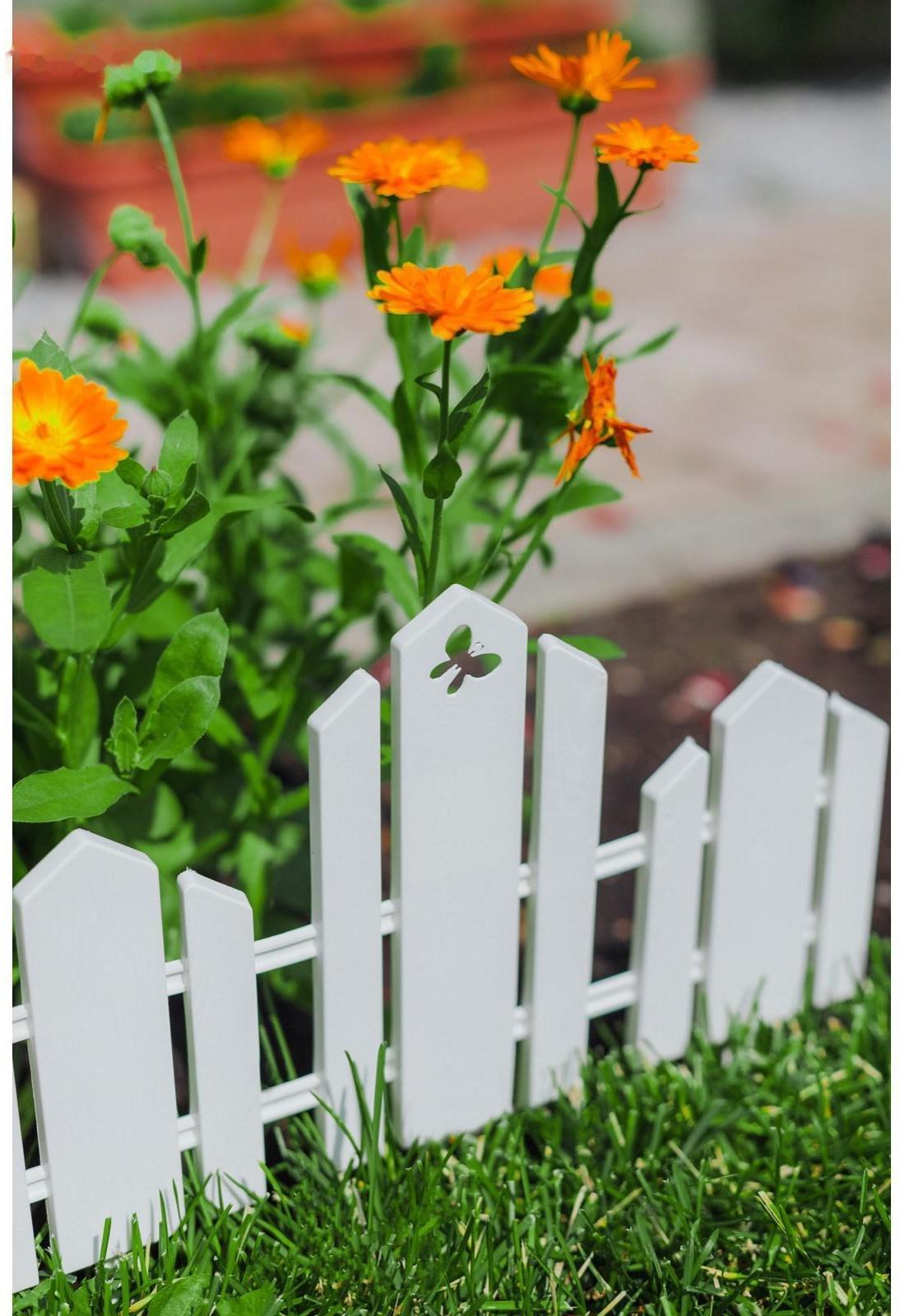 Ограждение декоративное, 25 × 170 см, 5 секций, пластик, белое, «Чудный сад»