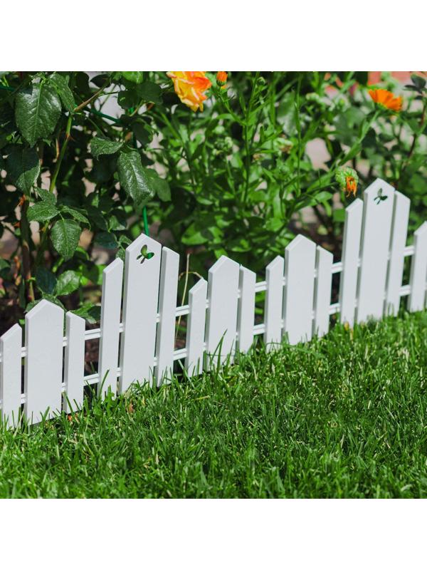 Ограждение декоративное, 25 × 170 см, 5 секций, пластик, белое, «Чудный сад»