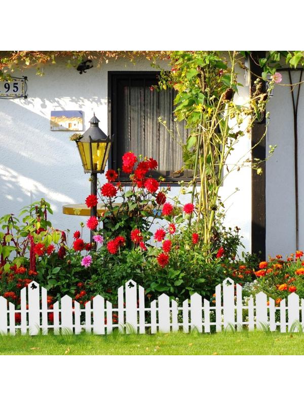 Ограждение декоративное, 25 × 170 см, 5 секций, пластик, белое, «Чудный сад»