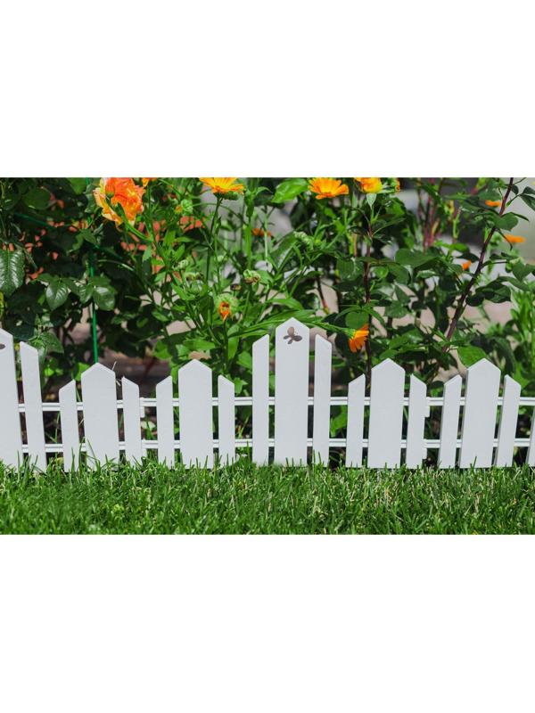 Ограждение декоративное, 25 × 170 см, 5 секций, пластик, белое, «Чудный сад»