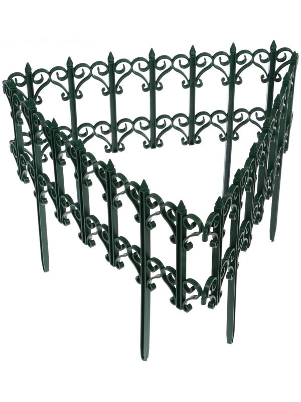 Ограждение декоративное, 25 × 180 см, 5 секций, пластик, зелёное, «Классика»