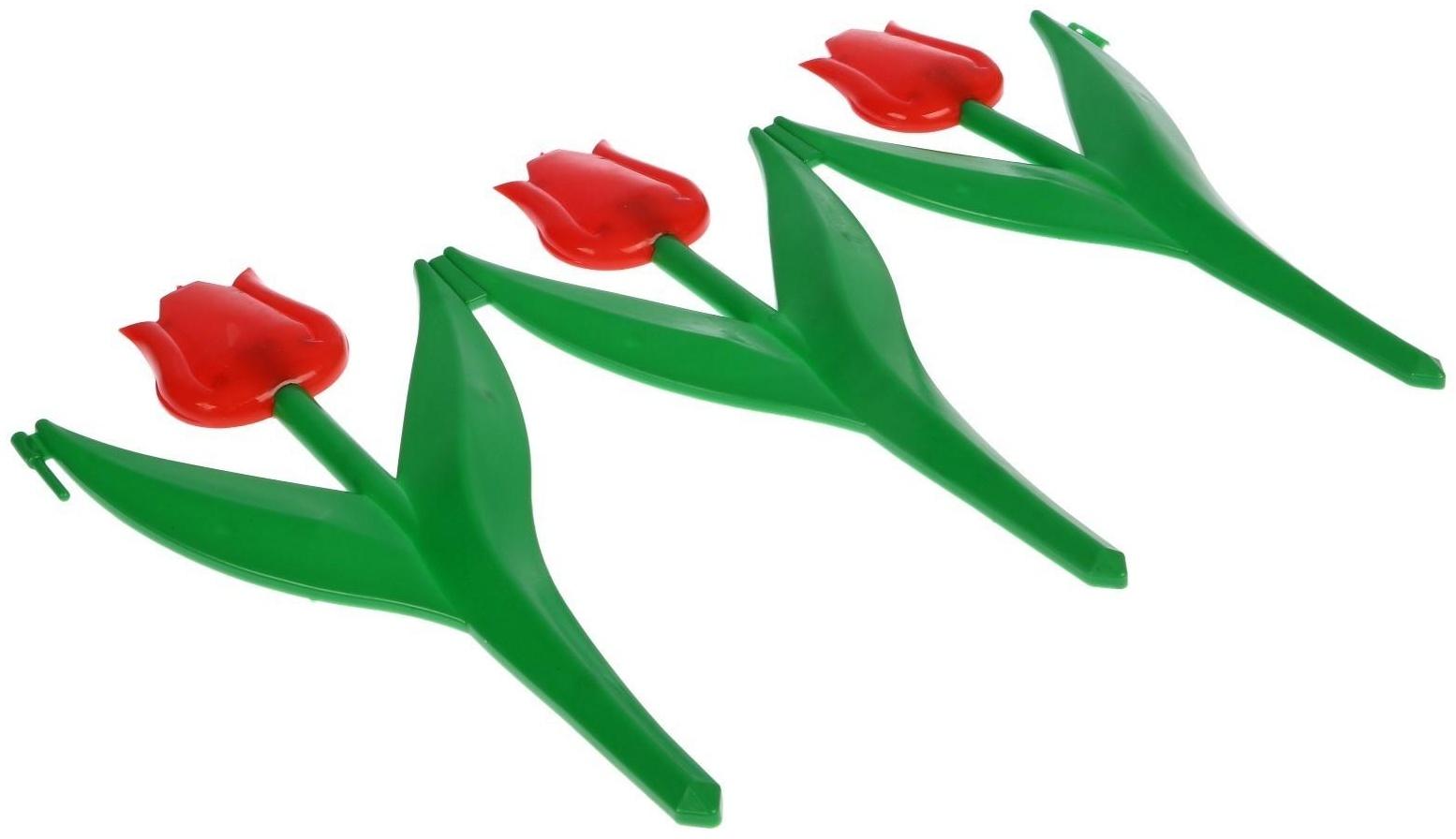 Ограждение декоративное, 30 × 225 см, 5 секций, пластик, красный цветок, «Тюльпан»