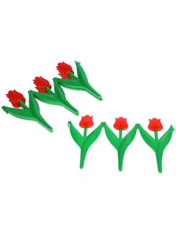 Ограждение декоративное, 30 × 225 см, 5 секций, пластик, красный цветок, «Тюльпан»