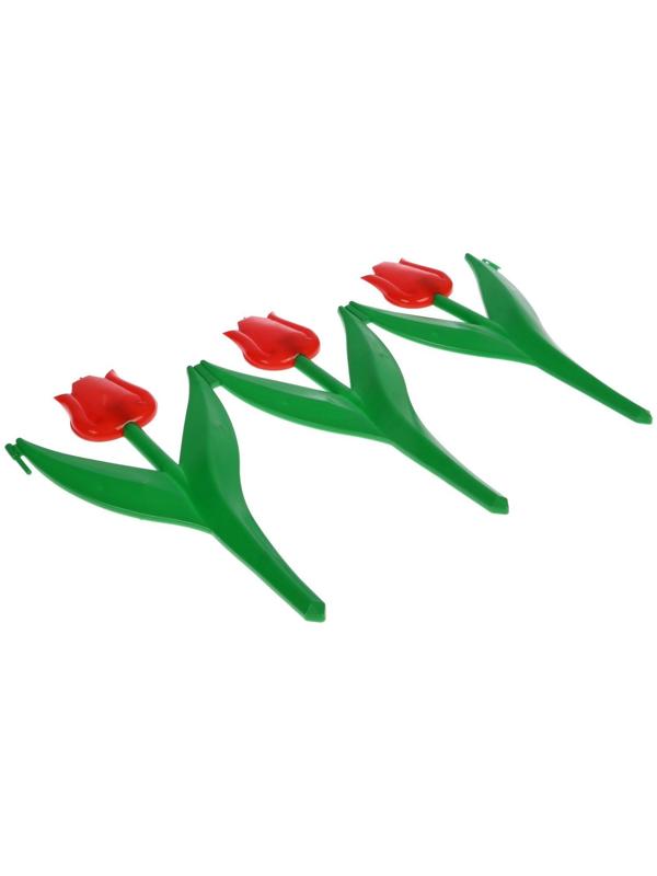 Ограждение декоративное, 30 × 225 см, 5 секций, пластик, красный цветок, «Тюльпан»