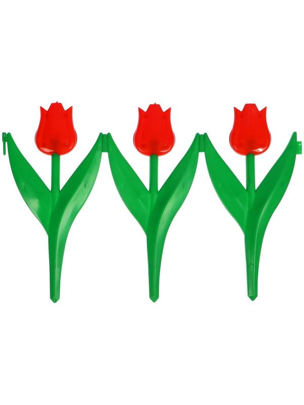 Ограждение декоративное, 30 × 225 см, 5 секций, пластик, красный цветок, «Тюльпан»