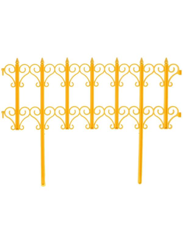 Ограждение декоративное, 25 × 180 см, 5 секций, пластик, жёлтое, «Классика»