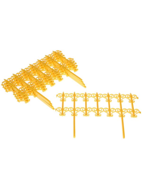 Ограждение декоративное, 25 × 180 см, 5 секций, пластик, жёлтое, «Классика»