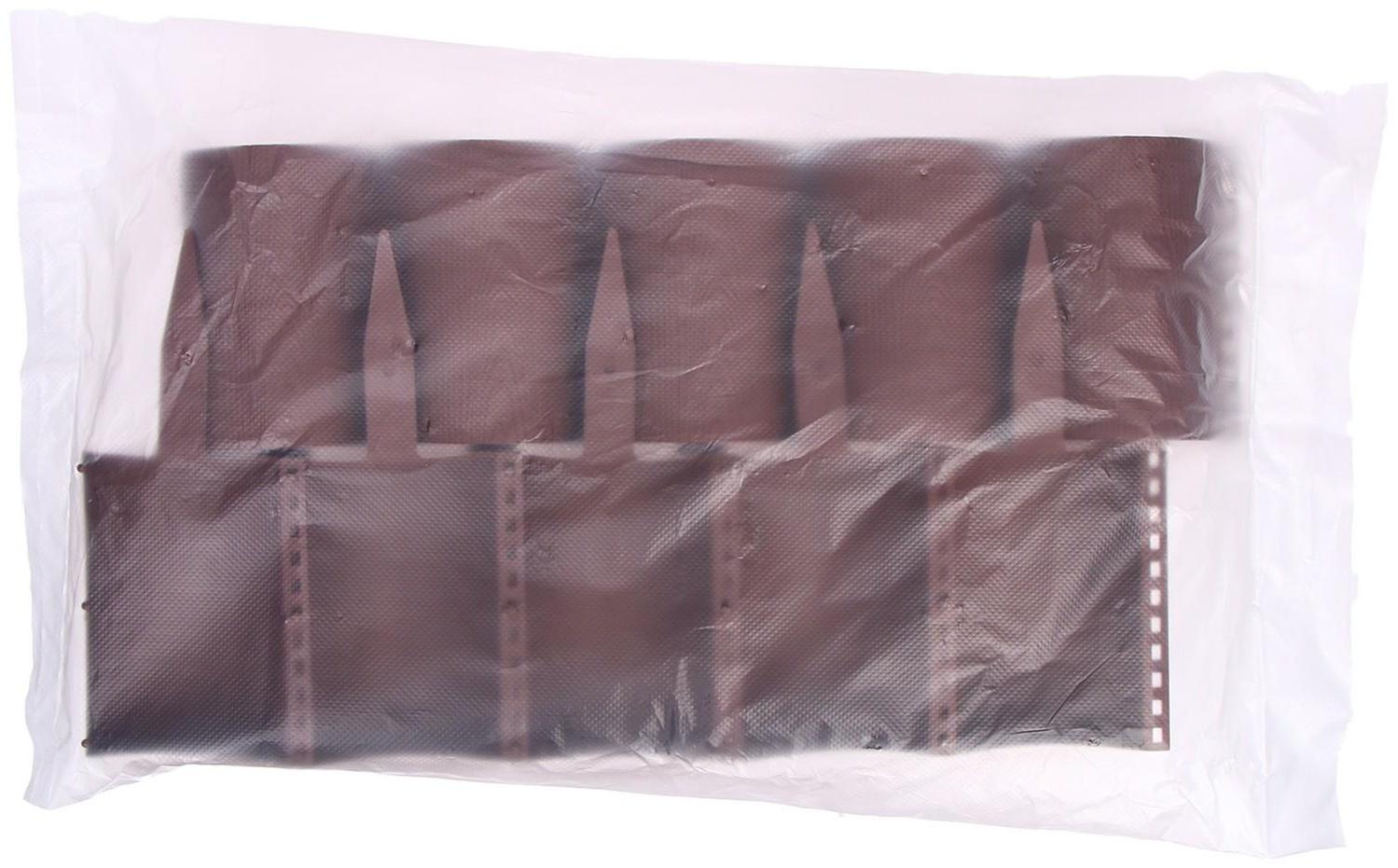 Ограждение декоративное, 24 × 100 см, 10 секций, пластик, коричневое, «Брёвнышко»