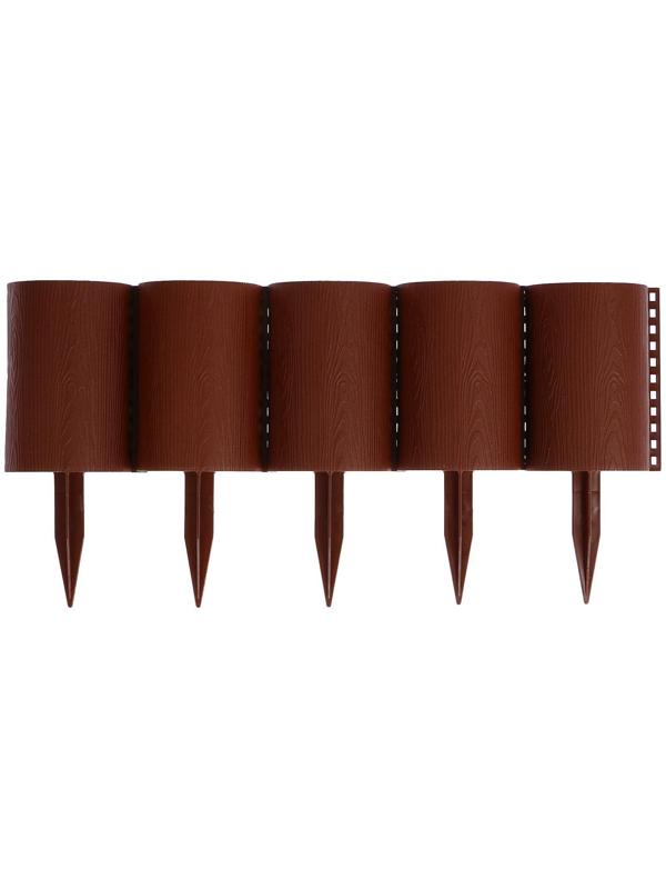 Ограждение декоративное, 24 × 100 см, 10 секций, пластик, коричневое, «Брёвнышко»