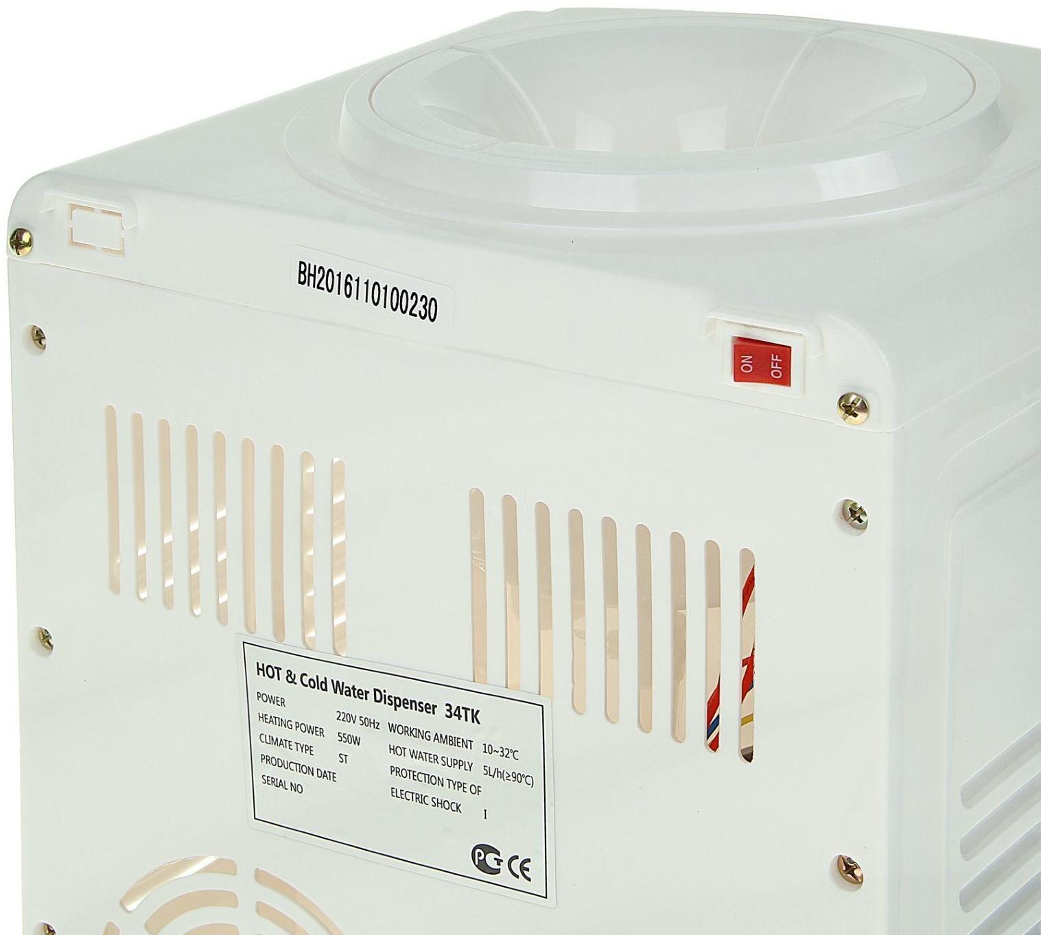 Кулер для воды LESOTO 34 TK, только нагрев, 550 Вт, белый