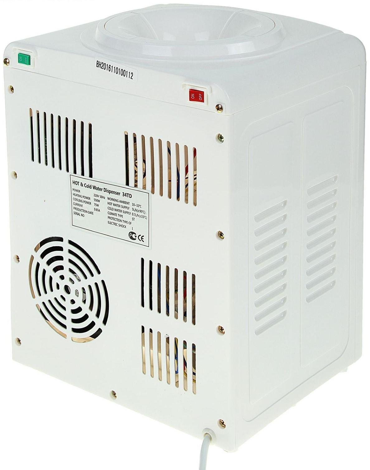 Кулер для воды LESOTO 34 TD, нагрев и охлаждение, 500-550/68 Вт, белый