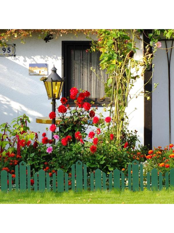 Ограждение декоративное, 25 × 170 см, 5 секций, пластик, зелёное, «Чудный сад»