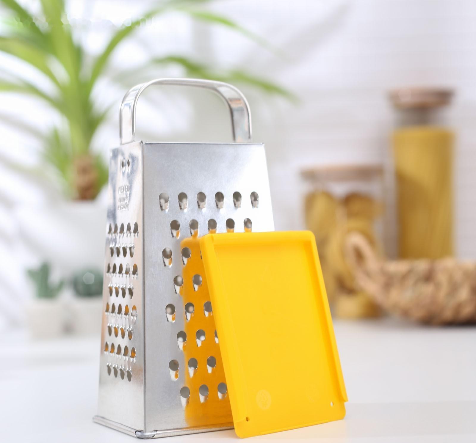 Тёрка с крышкой-дозатором и стороной для сыра, металлическая ручка, цвет МИКС