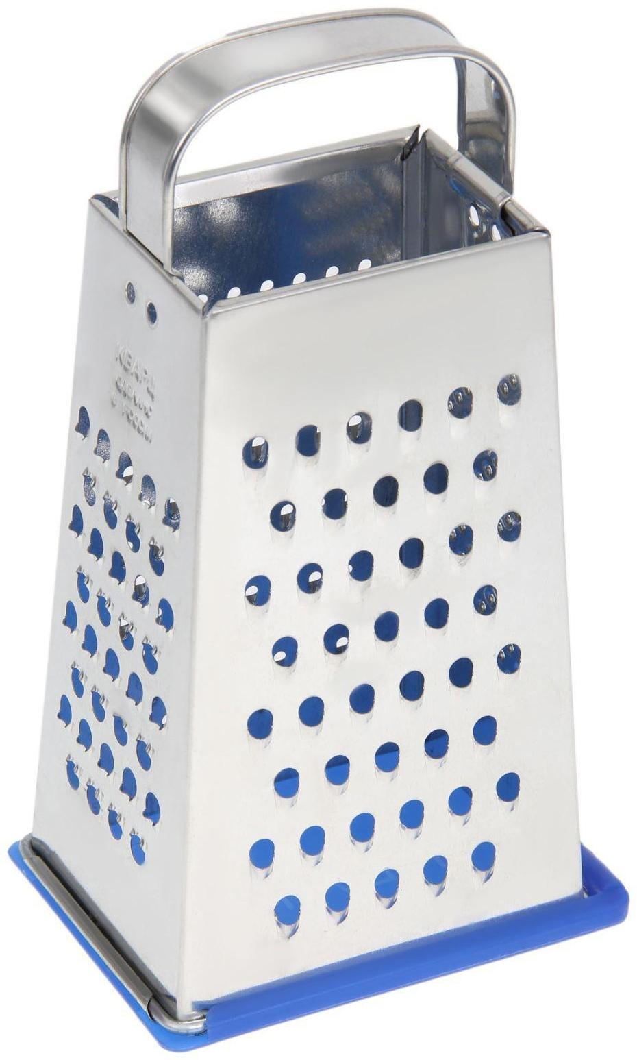 Тёрка с крышкой-дозатором и стороной для сыра, металлическая ручка, цвет МИКС