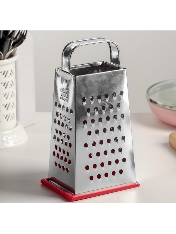 Тёрка с крышкой-дозатором и стороной для сыра, металлическая ручка, цвет МИКС