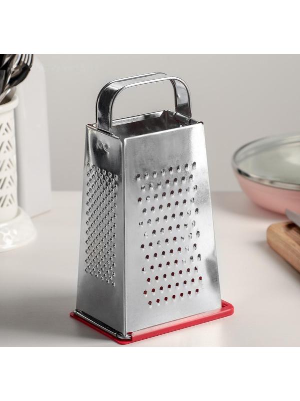 Тёрка с крышкой-дозатором и стороной для сыра, металлическая ручка, цвет МИКС