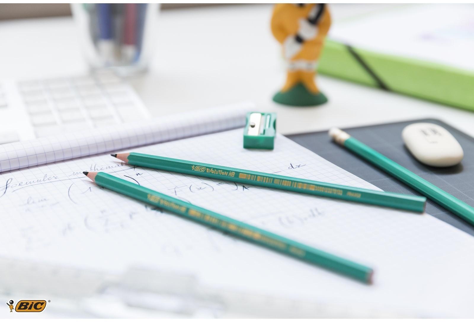 Карандаш чернографитный (простой) НВ, BIC Evolution, заточенный, пластик, без ластика, шестигранный, зеленый корпус