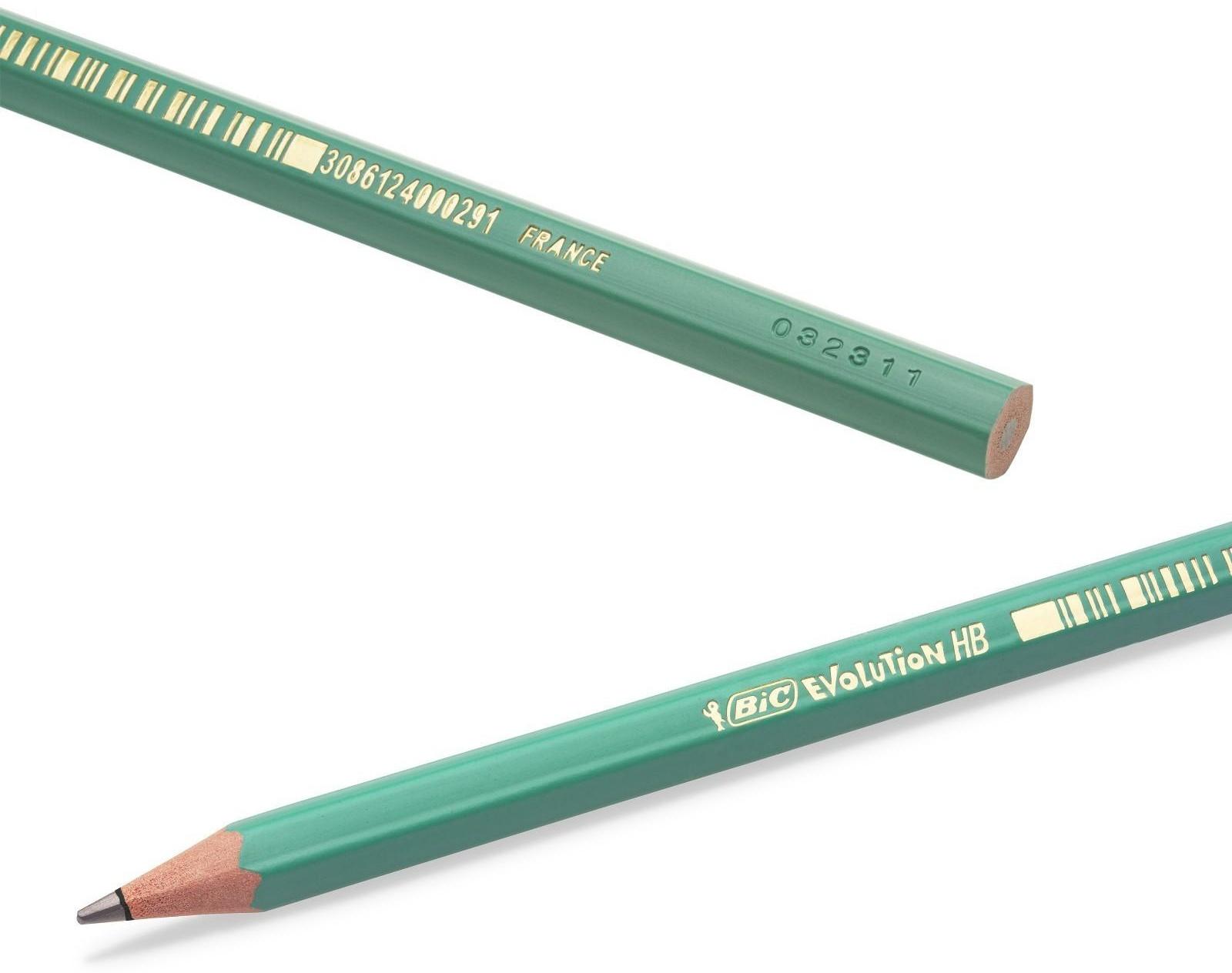 Карандаш чернографитный (простой) НВ, BIC Evolution, заточенный, пластик, без ластика, шестигранный, зеленый корпус