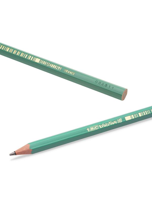 Карандаш чернографитный (простой) НВ, BIC Evolution, заточенный, пластик, без ластика, шестигранный, зеленый корпус
