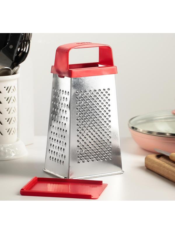 Тёрка «Универсал», 4 грани,с крышкой-дозатором и с пластмассовой ручкой 11×8,5×22 см, цвет МИКС