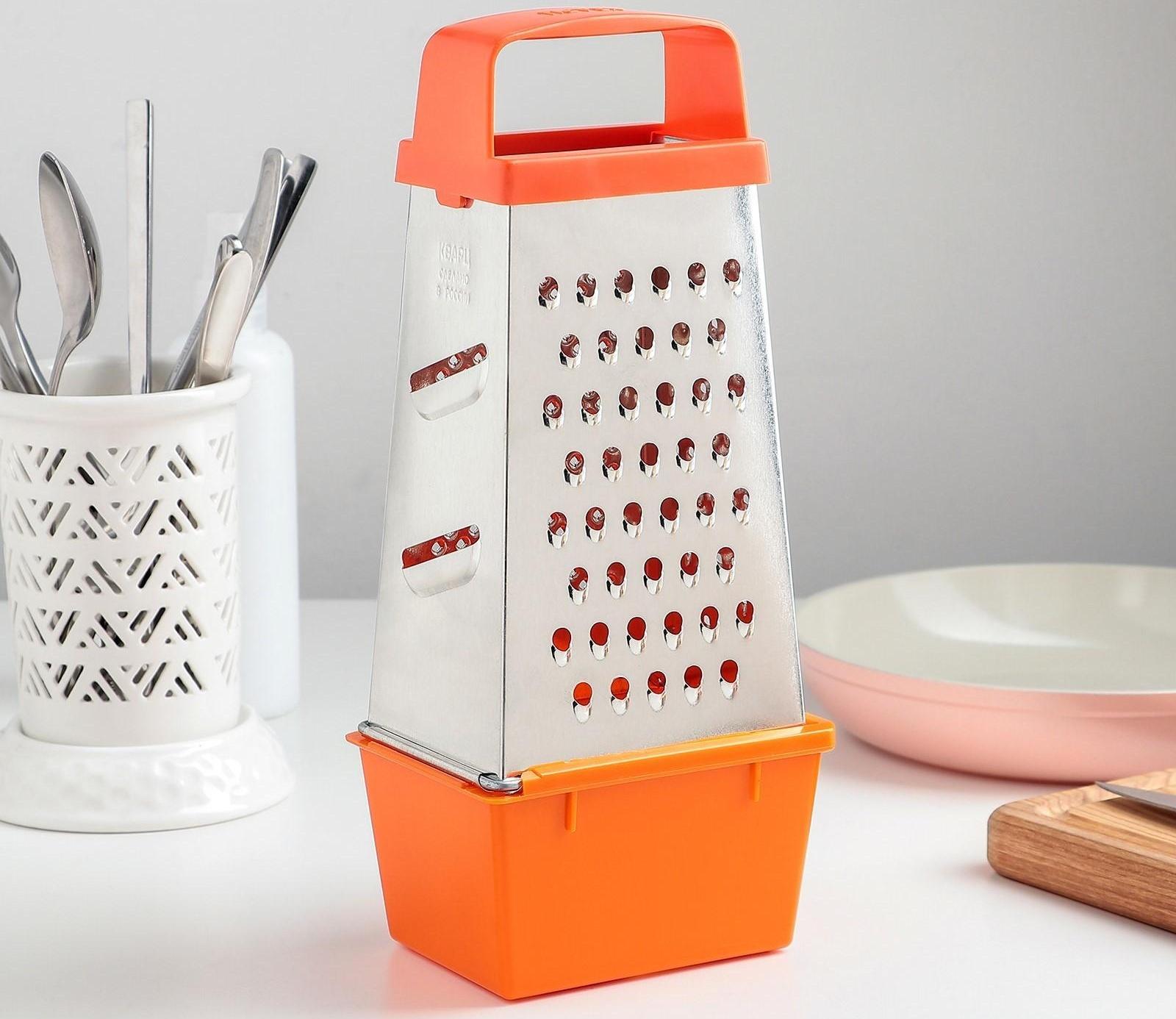 Тёрка «Комфорт», 4 грани и контейнер 450 мл, 11×8,5×27 см, цвет МИКС