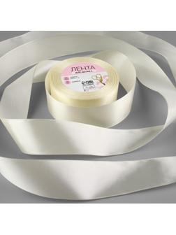 Лента атласная, 40 мм × 23 ± 1 м, цвет сливочный №02