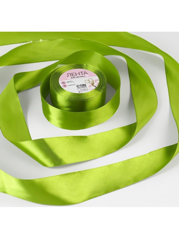 Лента атласная, 40 мм × 23 ± 1 м, цвет светло-оливковый №143