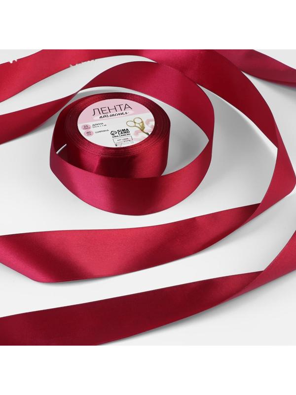 Лента атласная, 40 мм × 23 ± 1 м, цвет вишнёвый №37