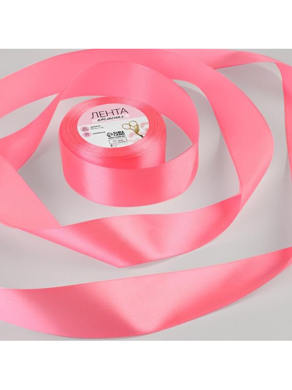 Лента атласная, 40 мм × 23 ± 1 м, цвет насыщенный розовый №05